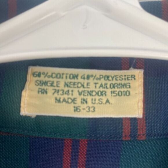 L.L Bean Button Down Shirt Mens SZ 16-33 Striped Long Sleeve Cotton Made in USA - Picture 7 of 11